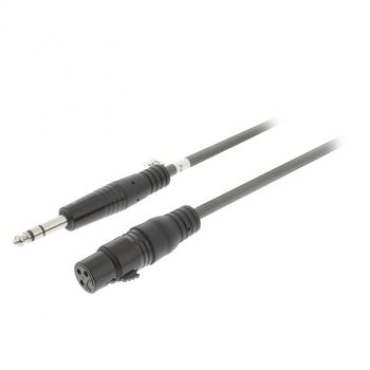 Imagine Cablu XLR 3 pini la jack stereo 6.35mm M-T 1.5m Gri, Sweex SWOP15110E15